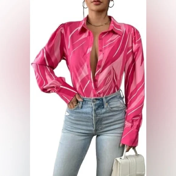 Pink Patterned Women's Top - Picture 2 of 8